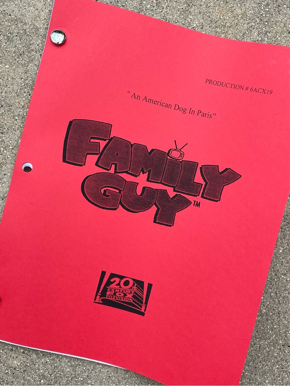 Family Guy 2007 Production Used Table Script American Dog In Paris LAUREN CONRAD
